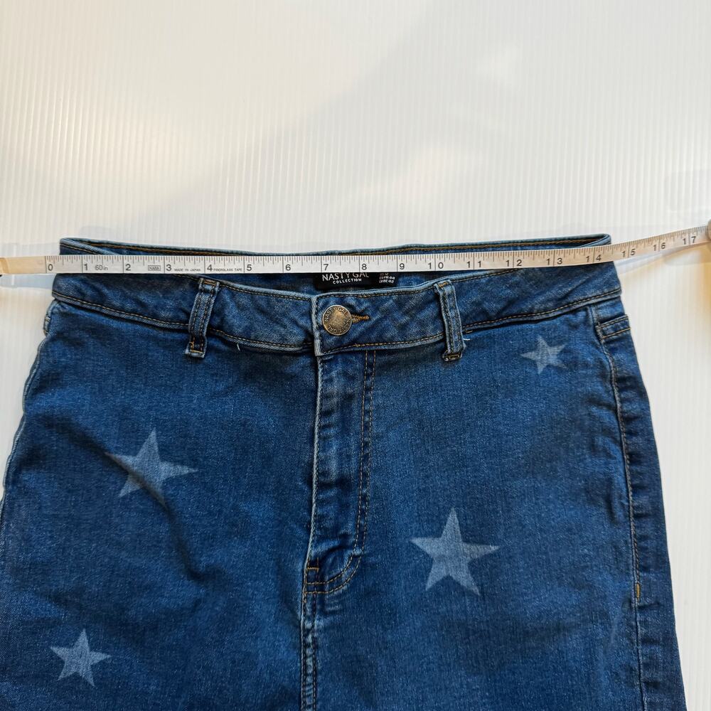 Nasty Gal Star Print Flare Jeans Women’s US 12 USA Y2K Americana Western 29x32 - Picture 7 of 16
